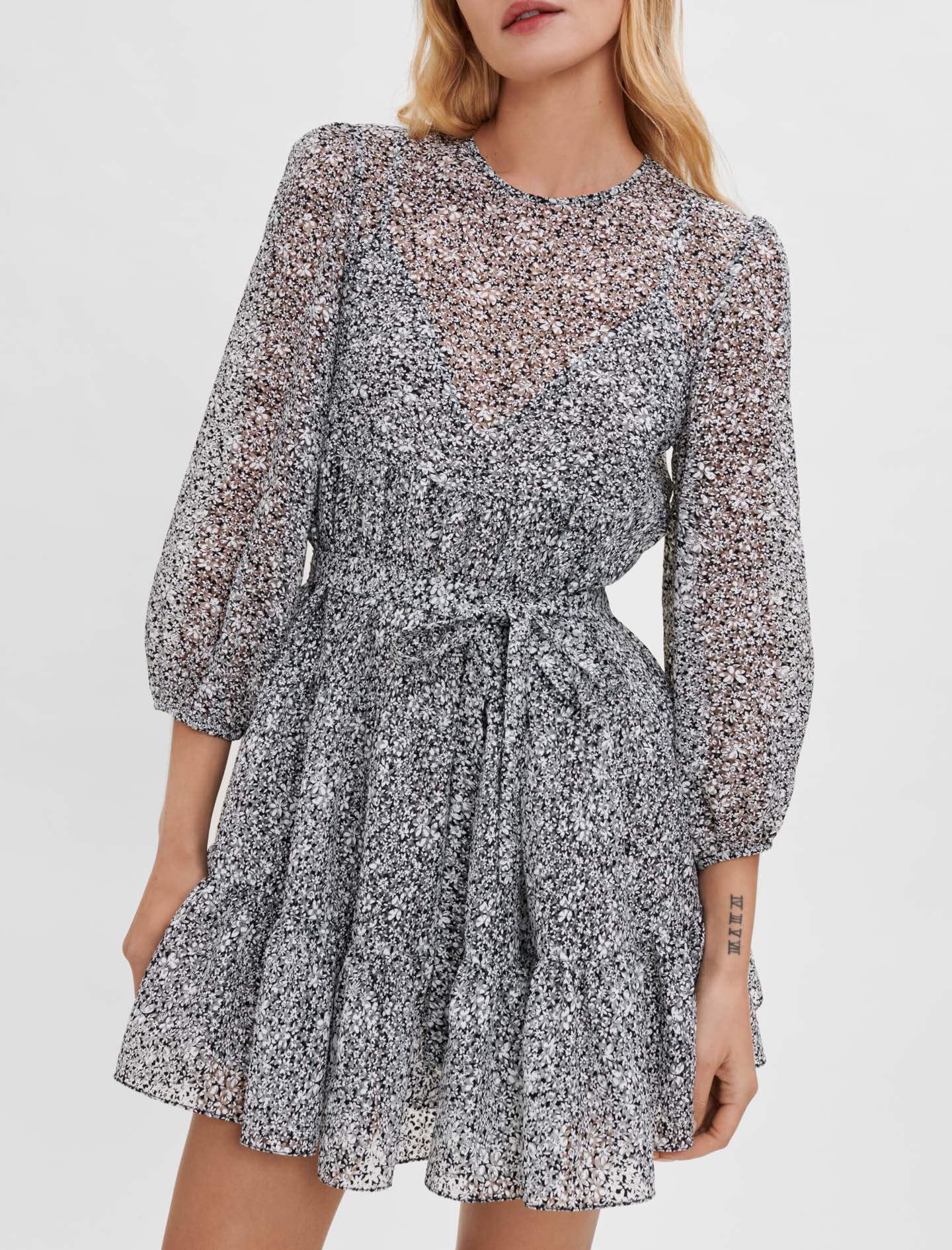 Vestido babydoll de jacquard estampado