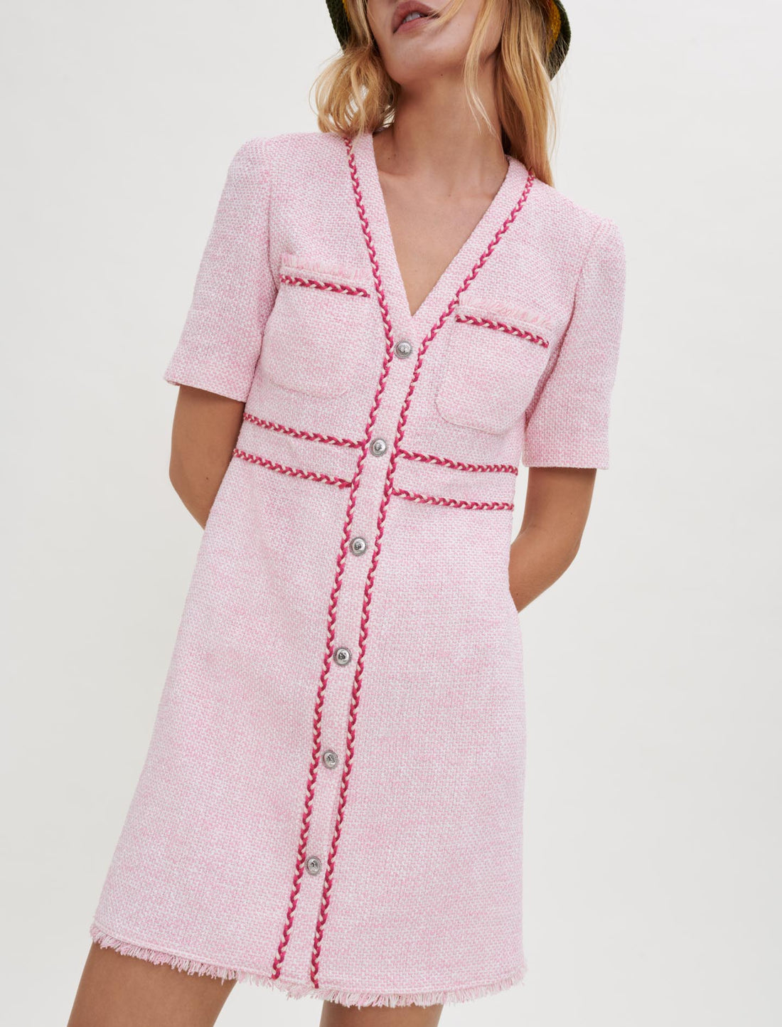 Vestido de tweed en contraste