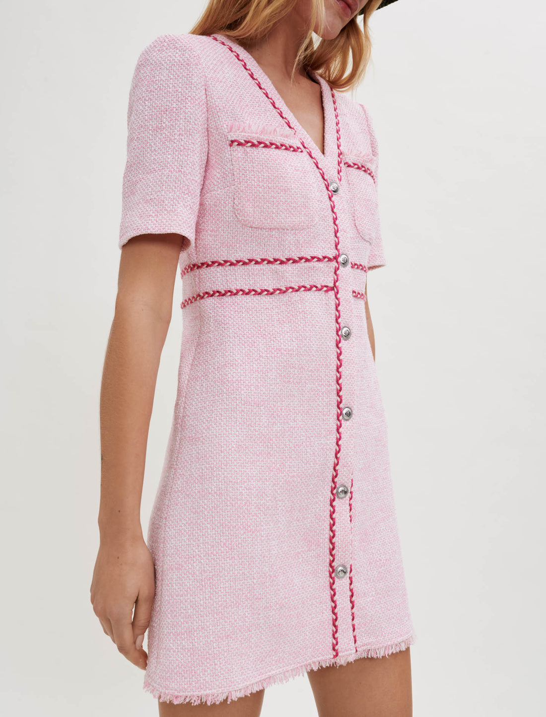 Vestido de tweed en contraste