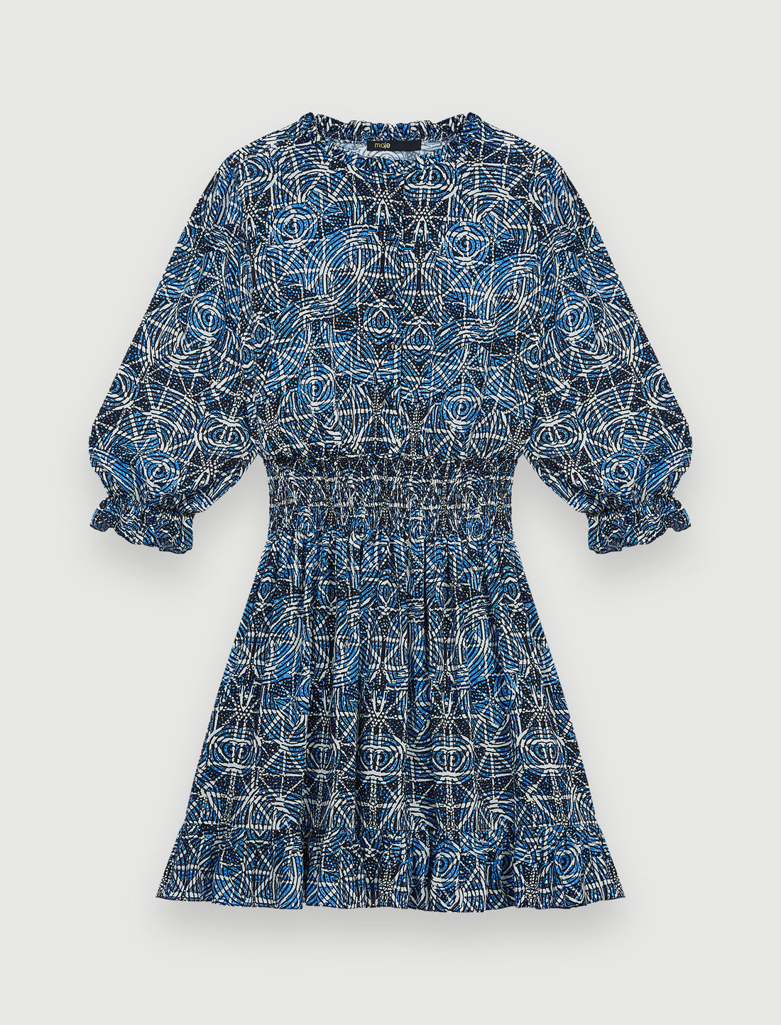 Vestido con frunces de viscosa estampada