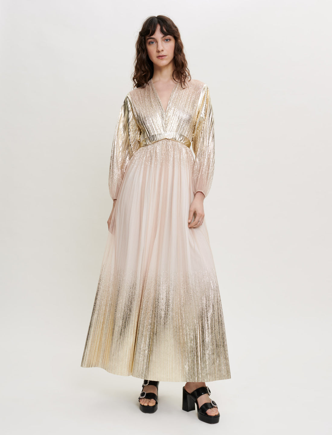Vestido Largo De Lamé Con Efecto Degradado