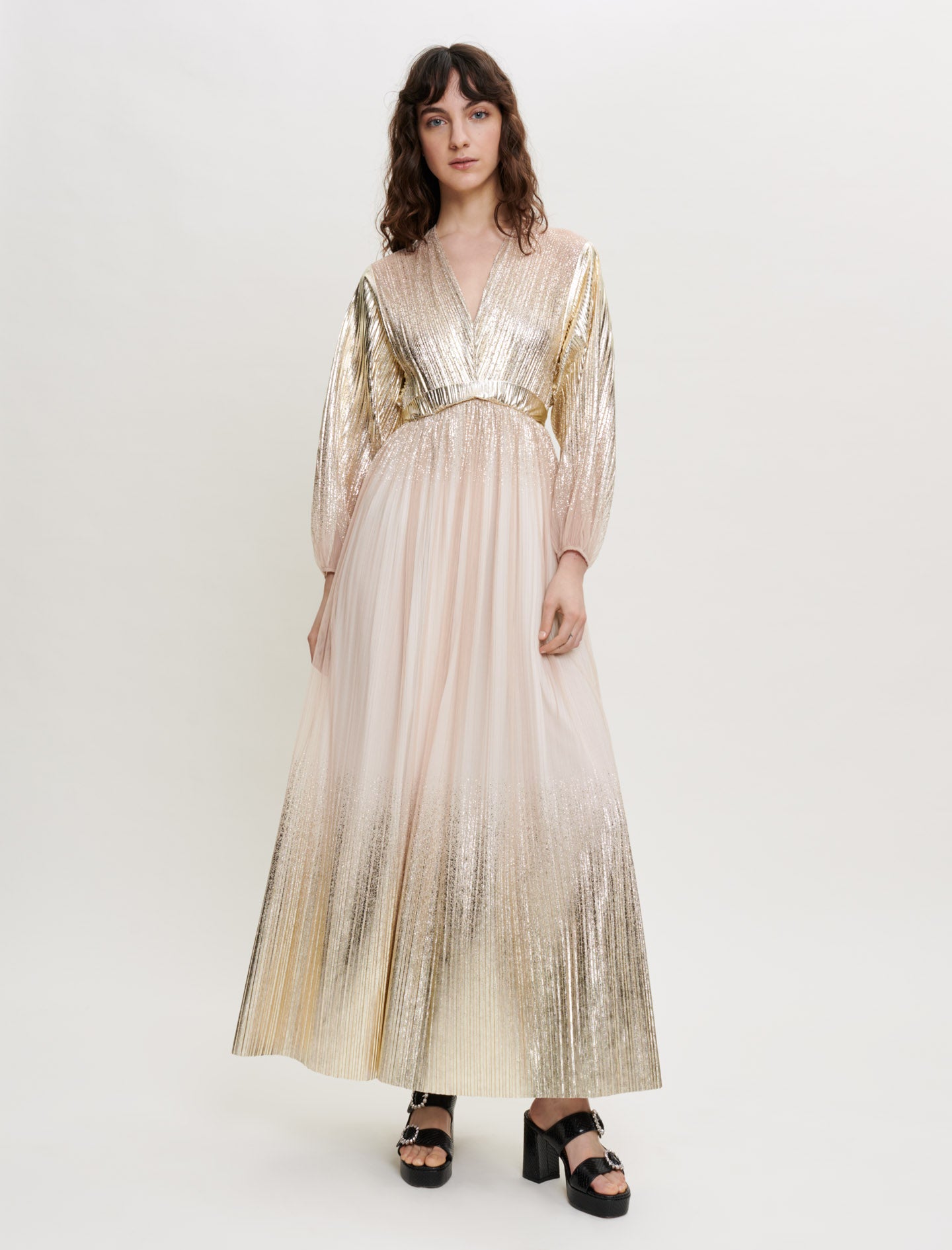 Vestido Largo De Lamé Con Efecto Degradado