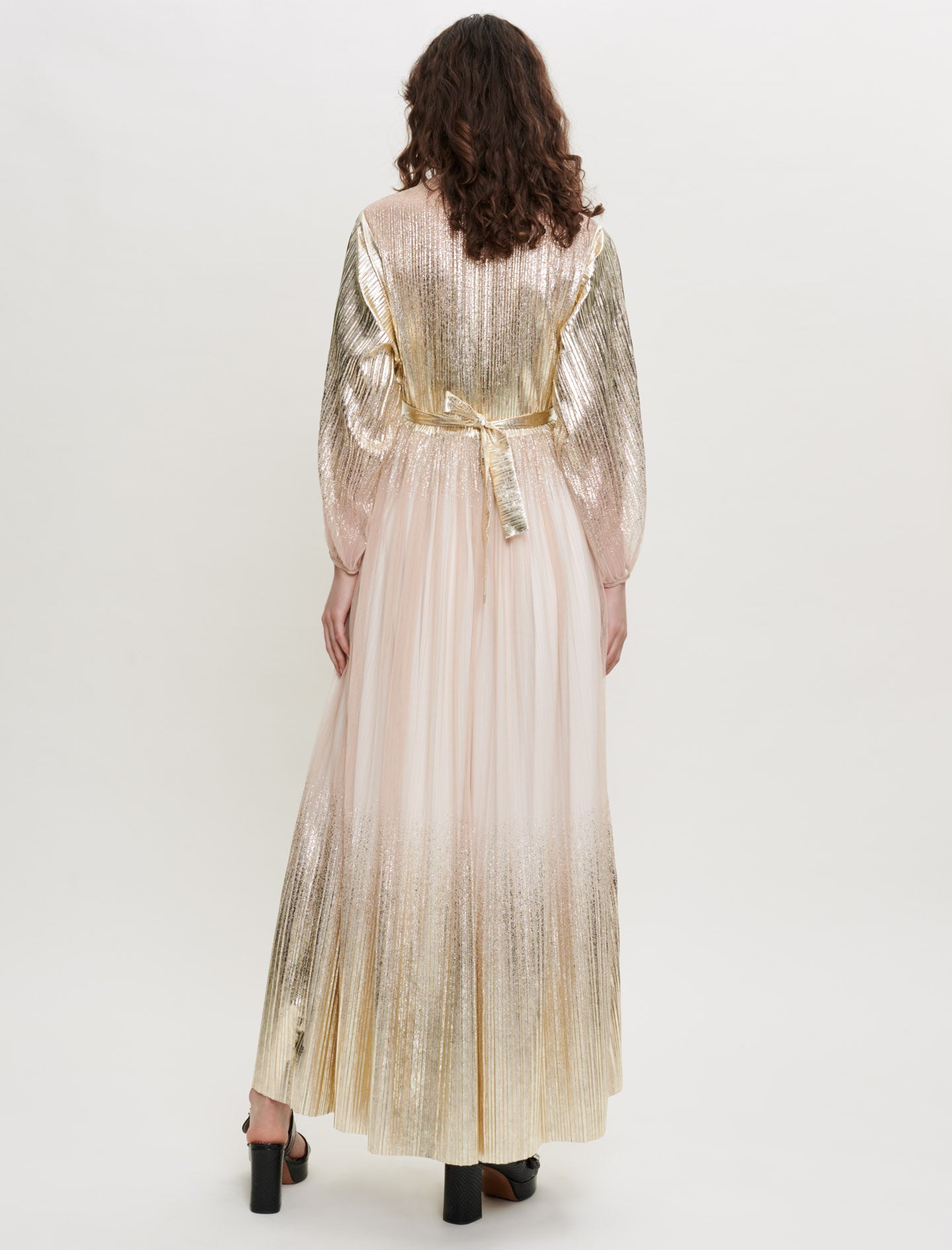 Vestido Largo De Lamé Con Efecto Degradado