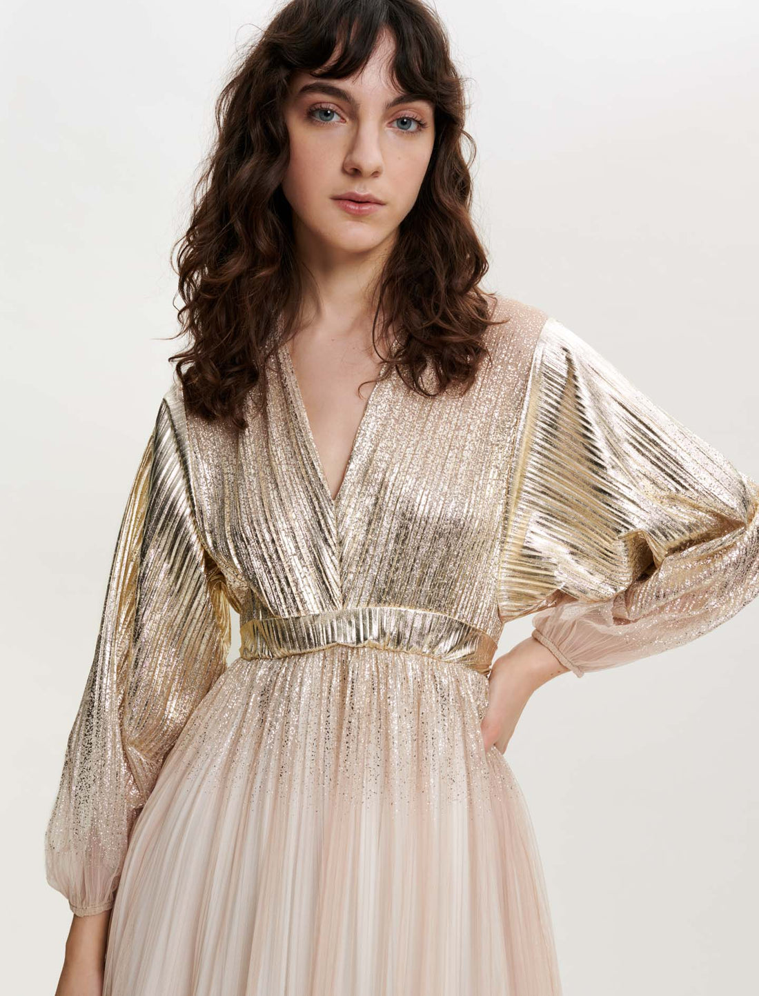 Vestido Largo De Lamé Con Efecto Degradado