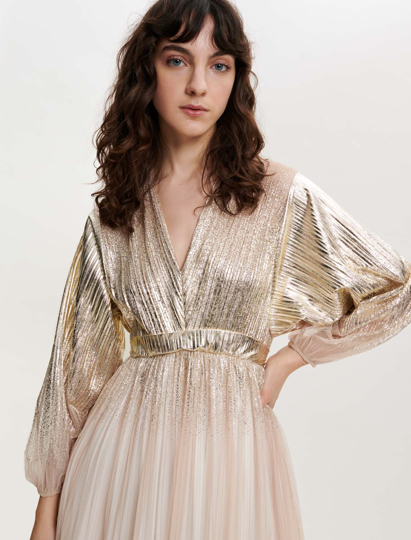 Vestido Largo De Lamé Con Efecto Degradado