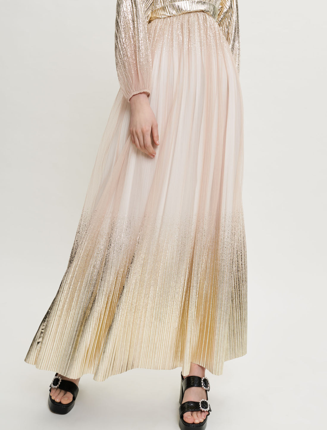 Vestido Largo De Lamé Con Efecto Degradado
