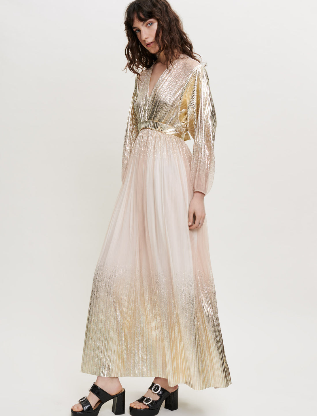 Vestido Largo De Lamé Con Efecto Degradado