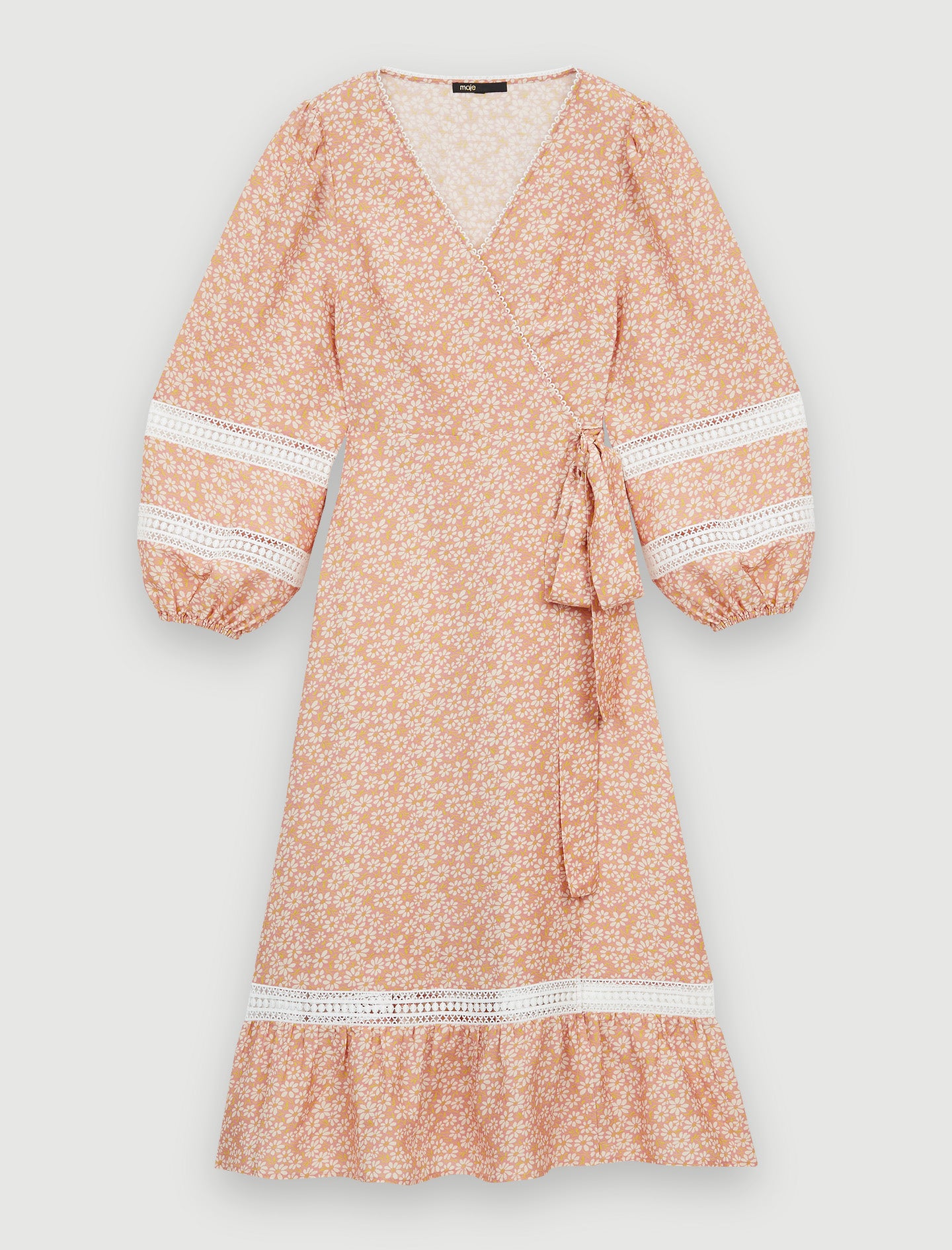 Vestido cruzado estampado con tiras