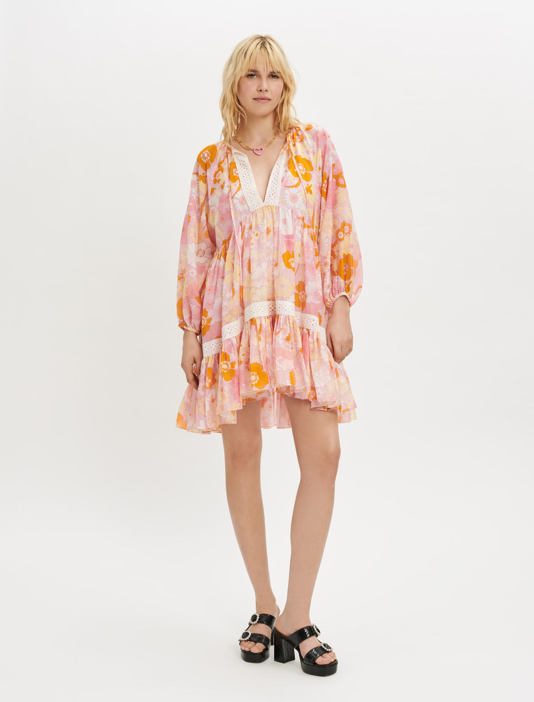 Vestido velo de algodón y seda estampada