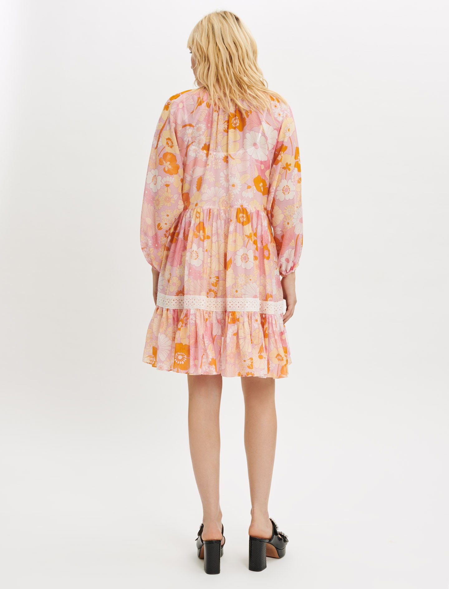 Vestido velo de algodón y seda estampada