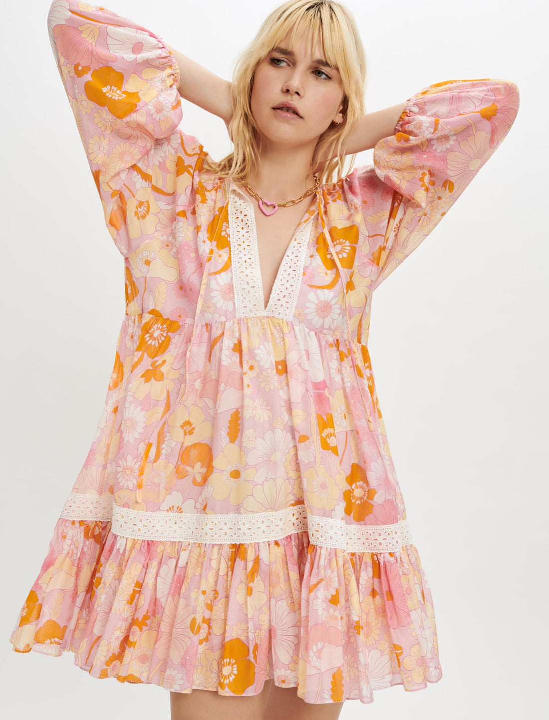Vestido velo de algodón y seda estampada