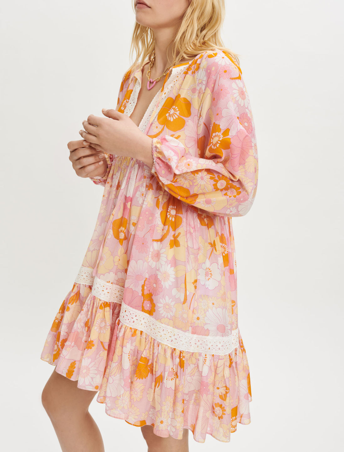 Vestido velo de algodón y seda estampada