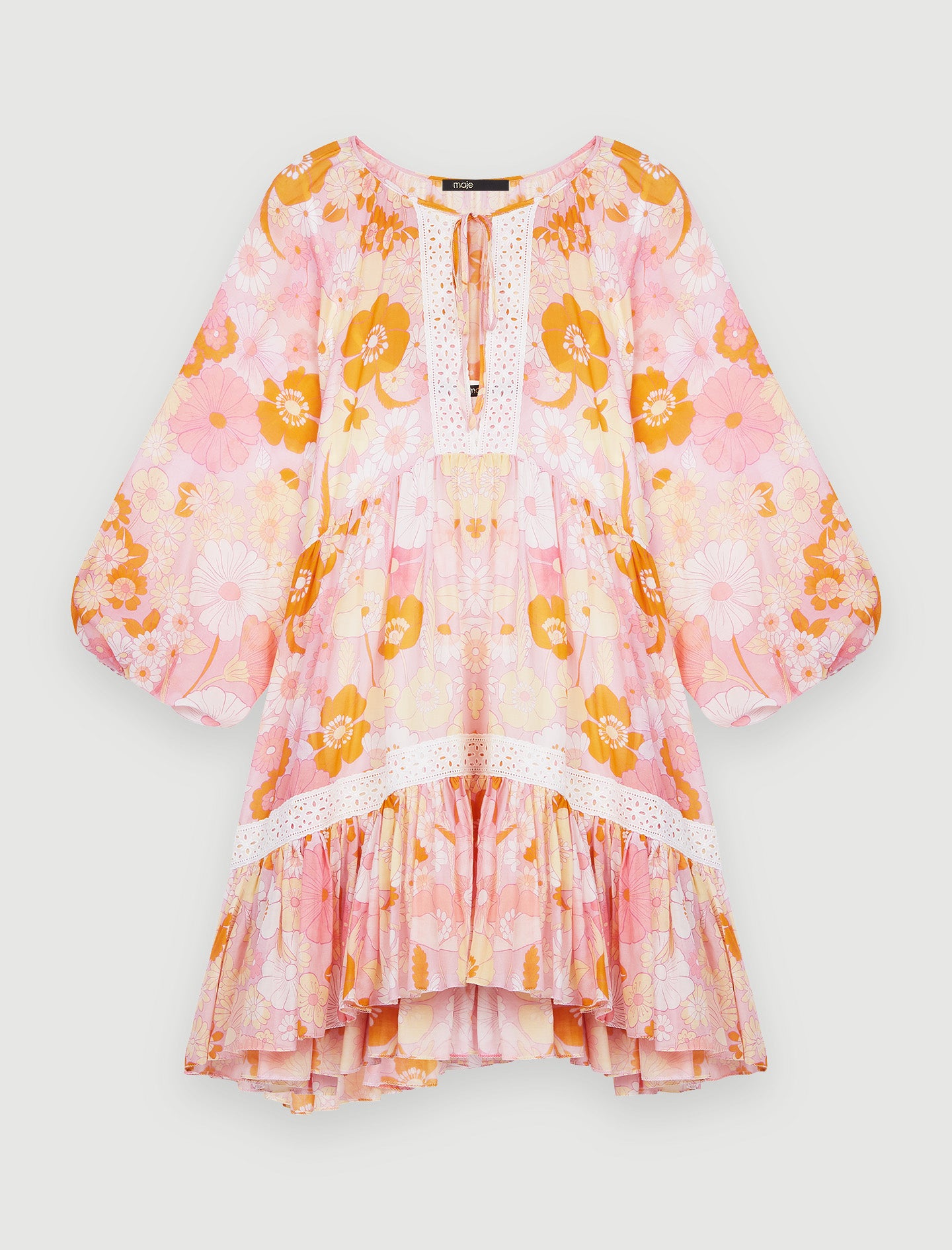 Vestido velo de algodón y seda estampada