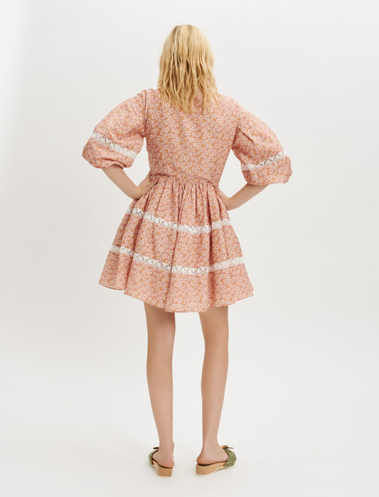 Vestido estampado con encaje