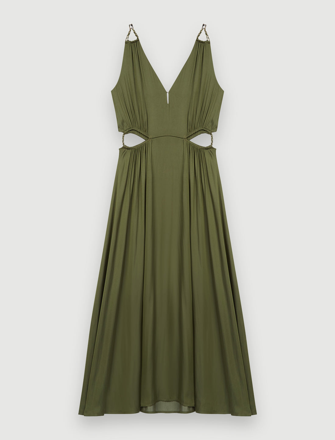 Vestido de raso abierto en la cintura