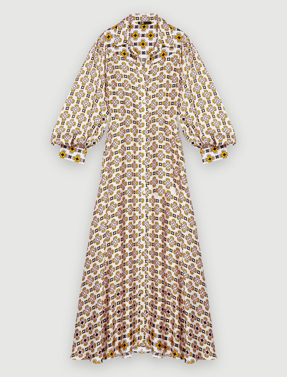 Vestido camisero de raso estampado