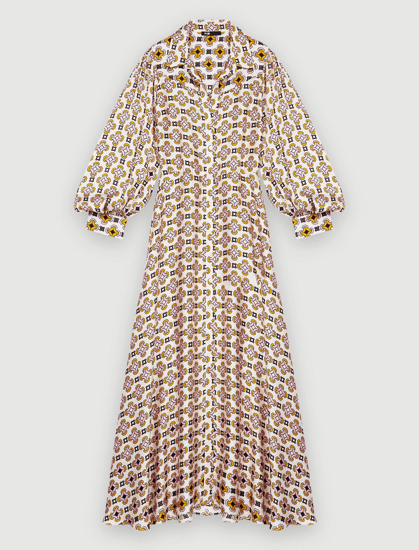 Vestido camisero de raso estampado