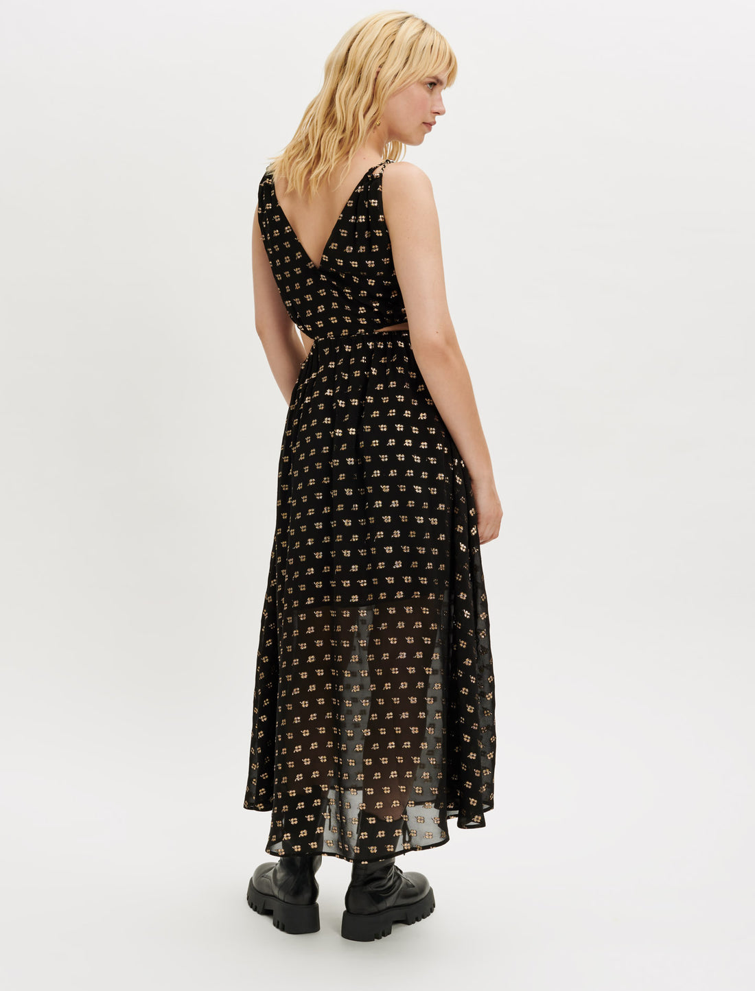 Vestido de tirantes estampado con cuello