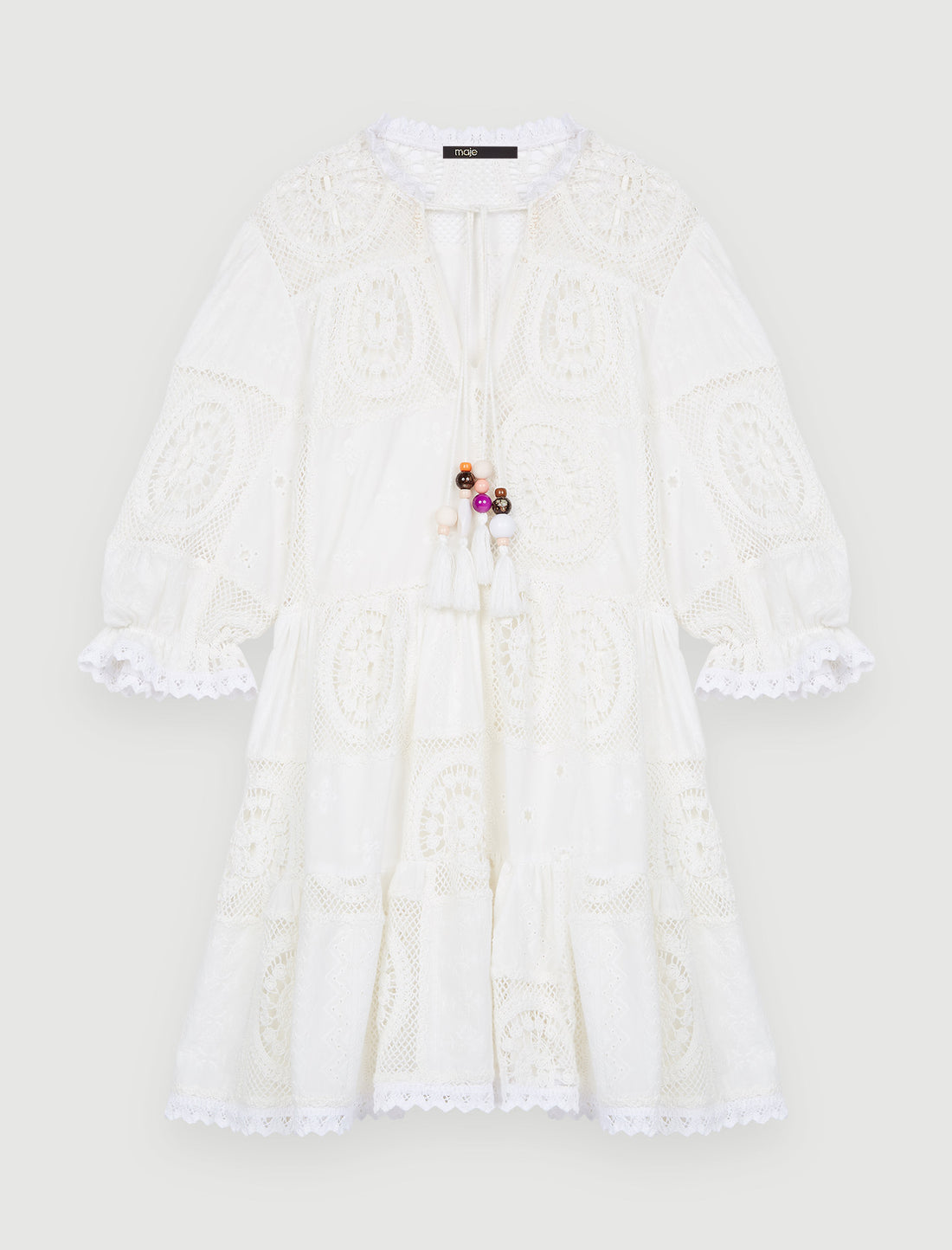 Vestido de gasa y ganchillo