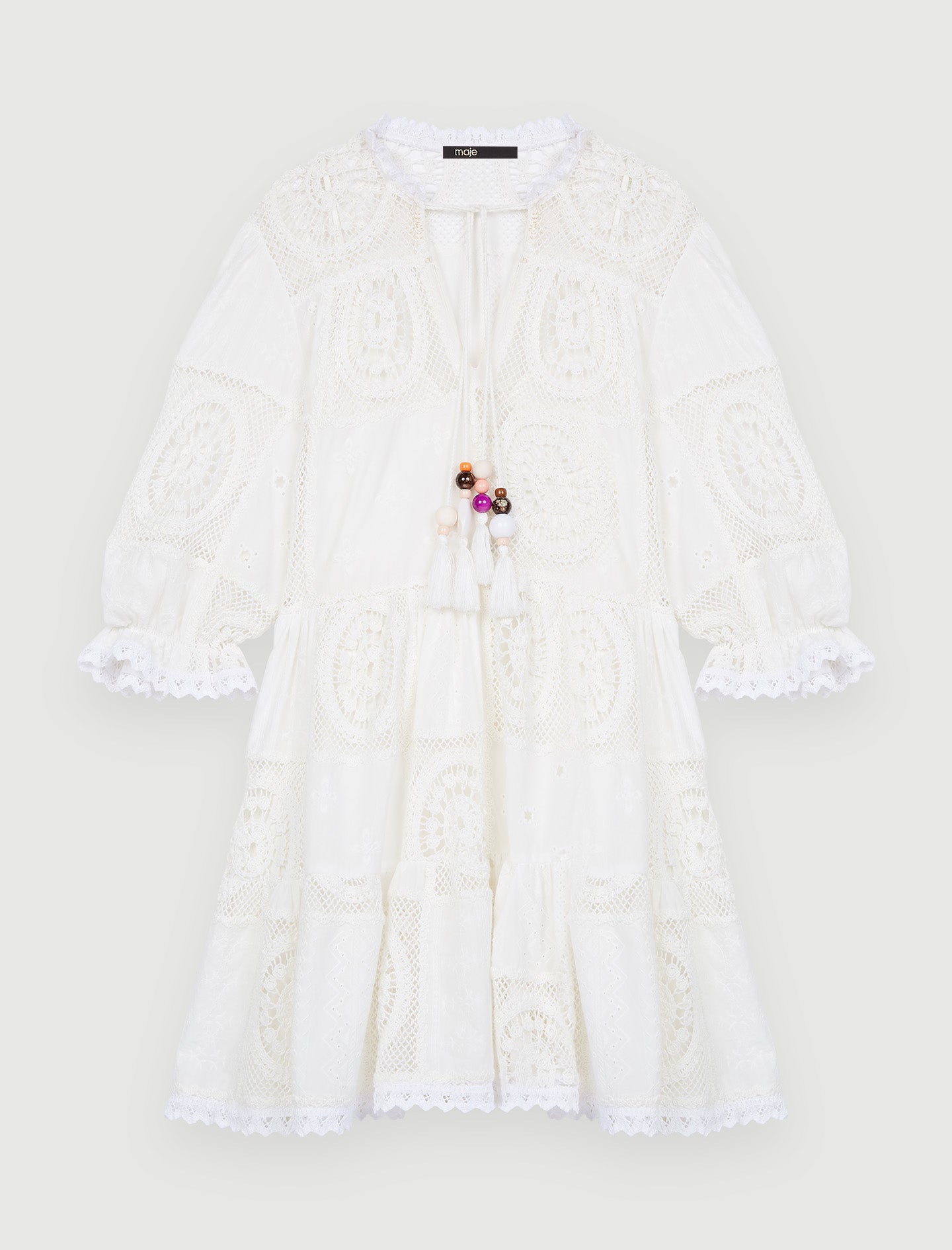 Vestido de gasa y ganchillo