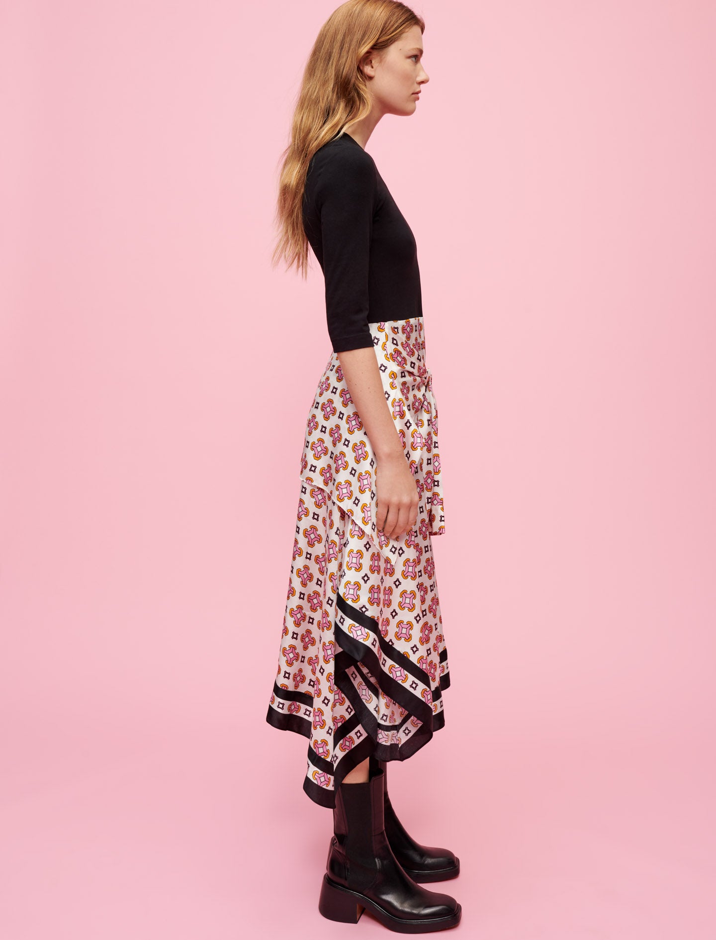 Vestido trampantojo en viscosa estampada
