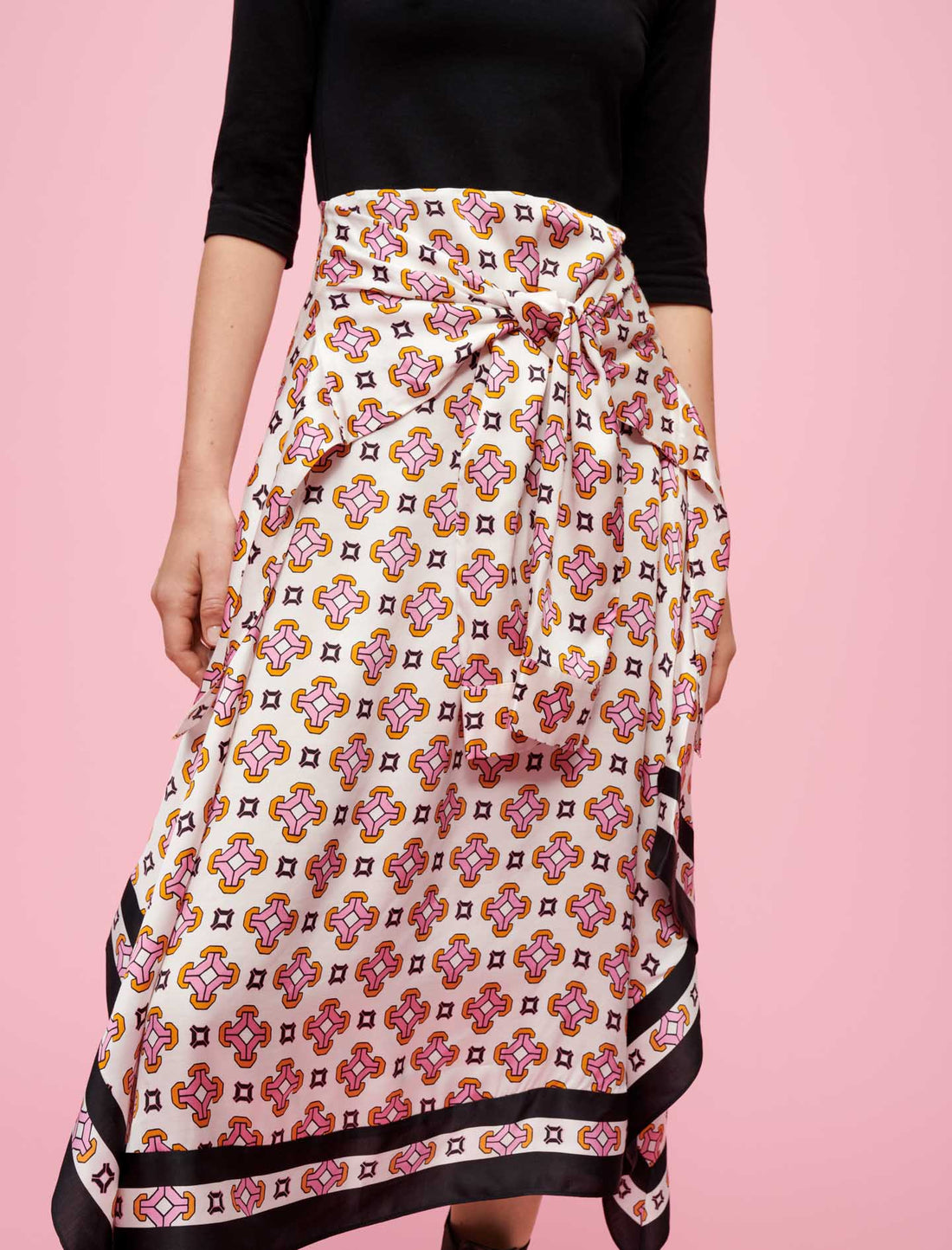 Vestido trampantojo en viscosa estampada