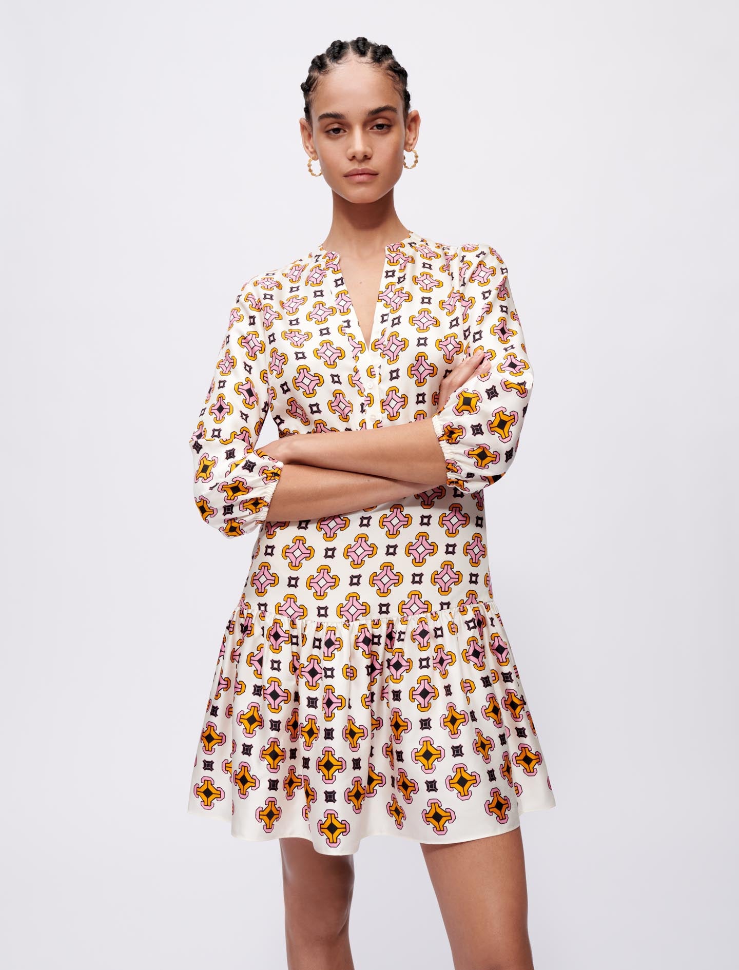 Vestido de seda estampada