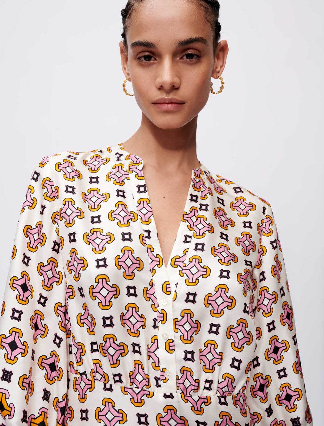 Vestido de seda estampada