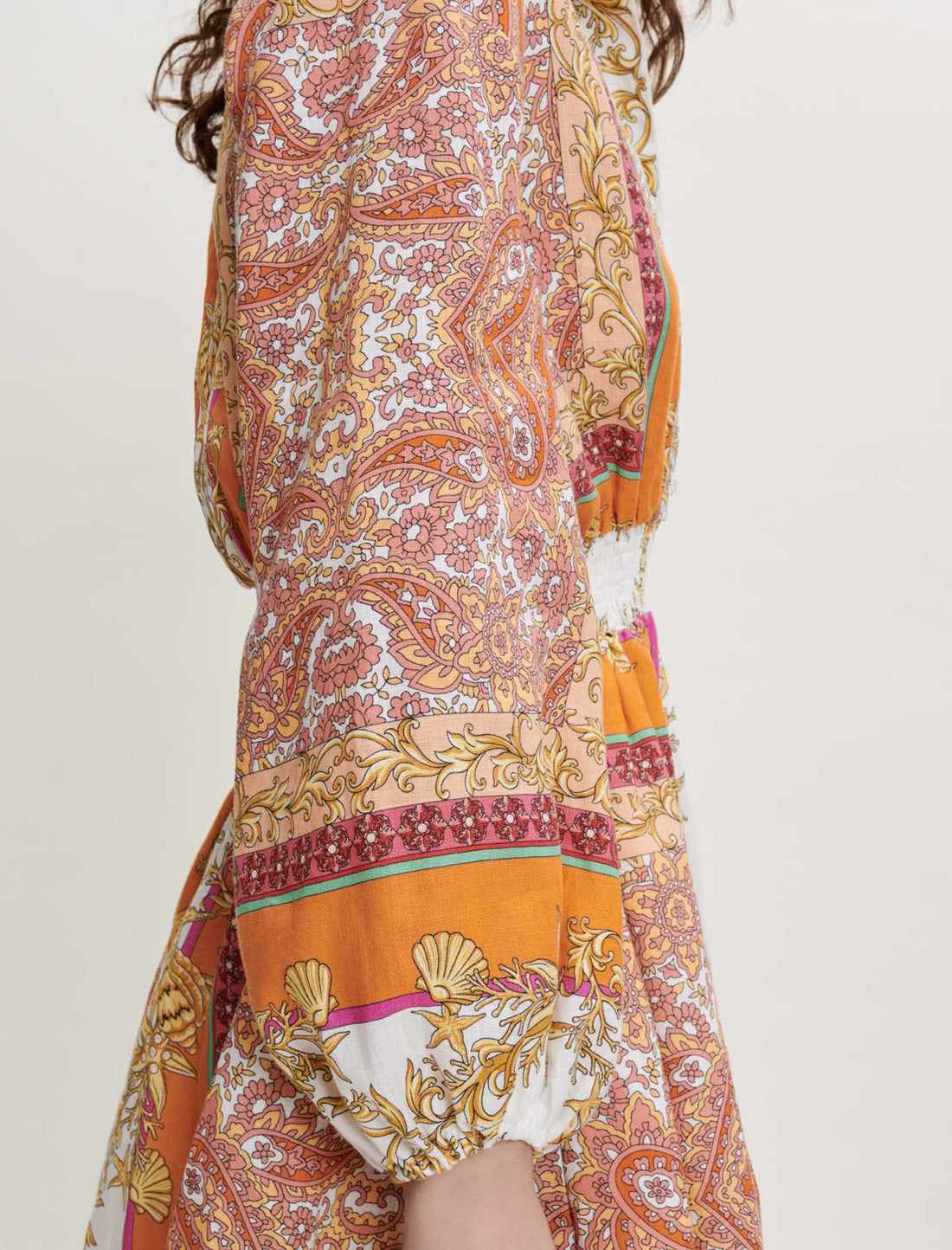 Vestido camisero de lino estampado