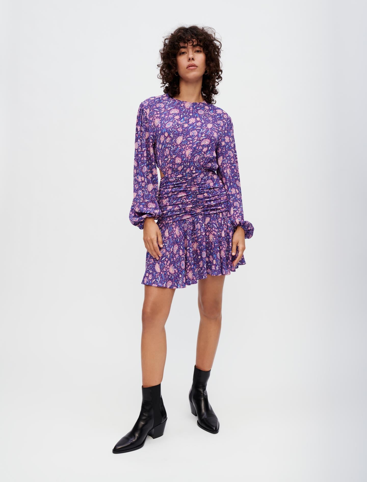 Vestido viscosa estampado de dalias
