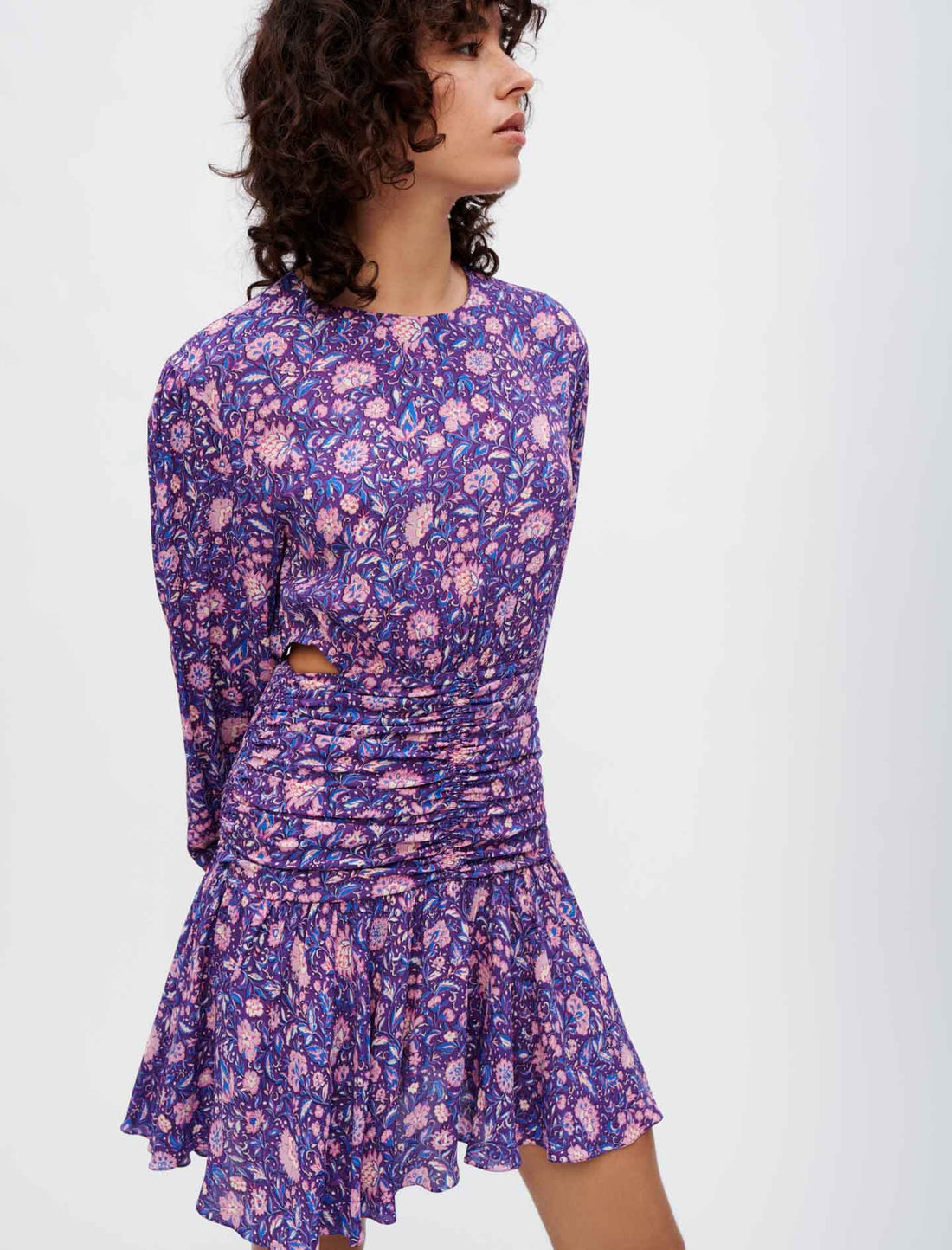 Vestido viscosa estampado de dalias