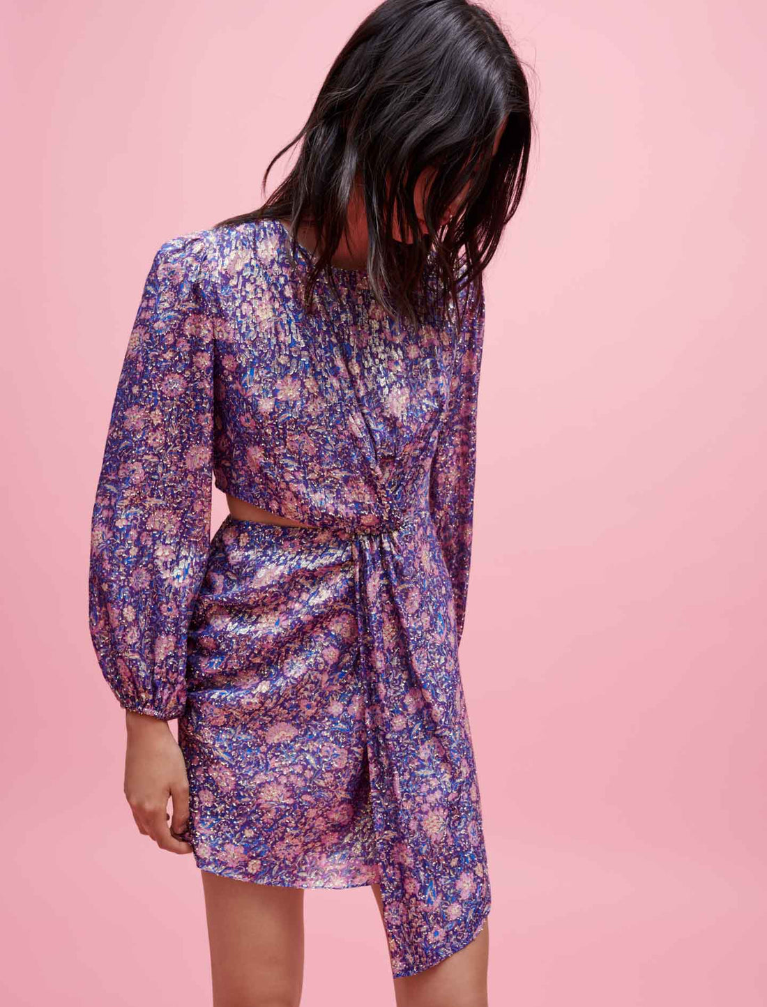 Vestido viscosa estampado metalizado