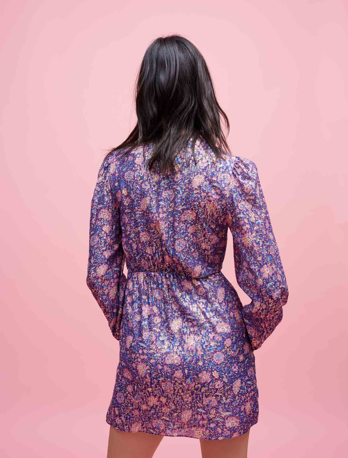 Vestido viscosa estampado metalizado