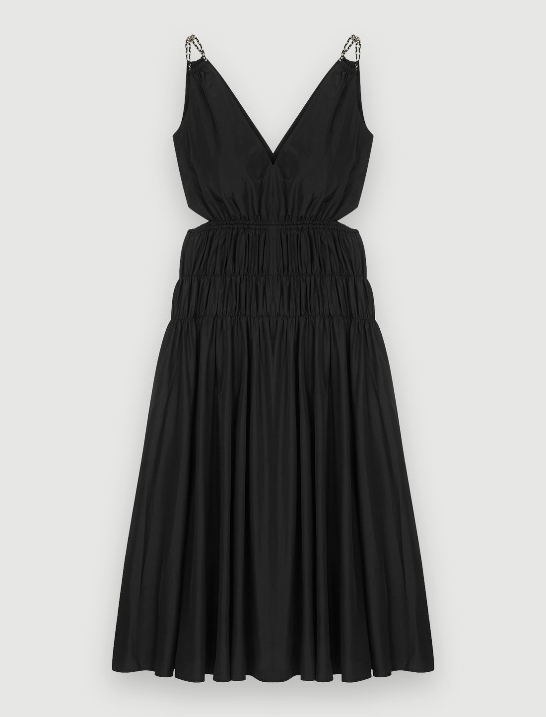 Vestido de tafetán abierto en la cintura