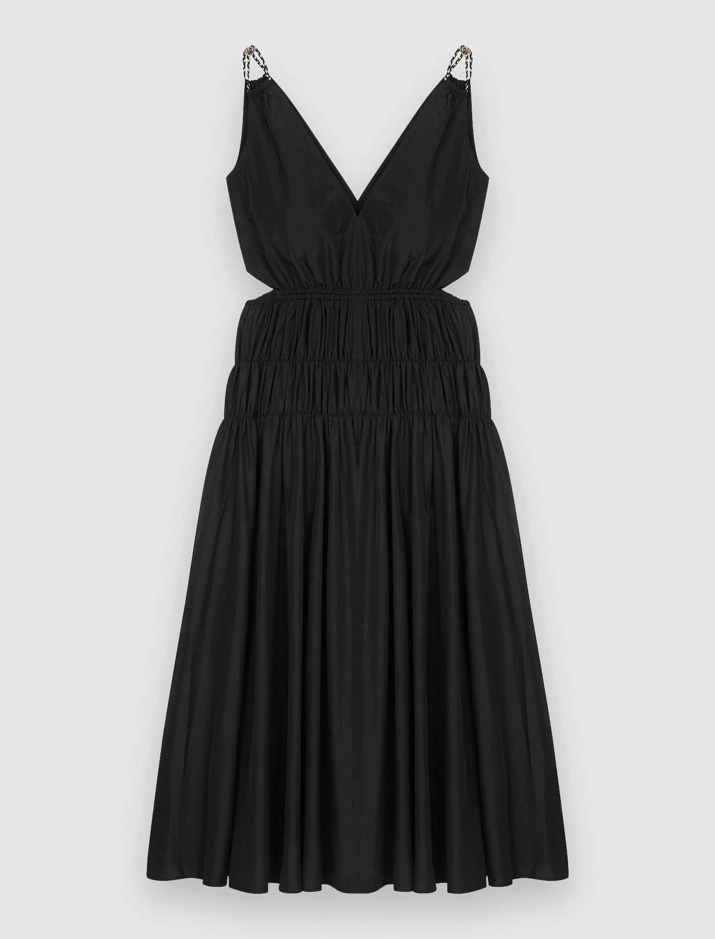 Vestido de tafetán abierto en la cintura
