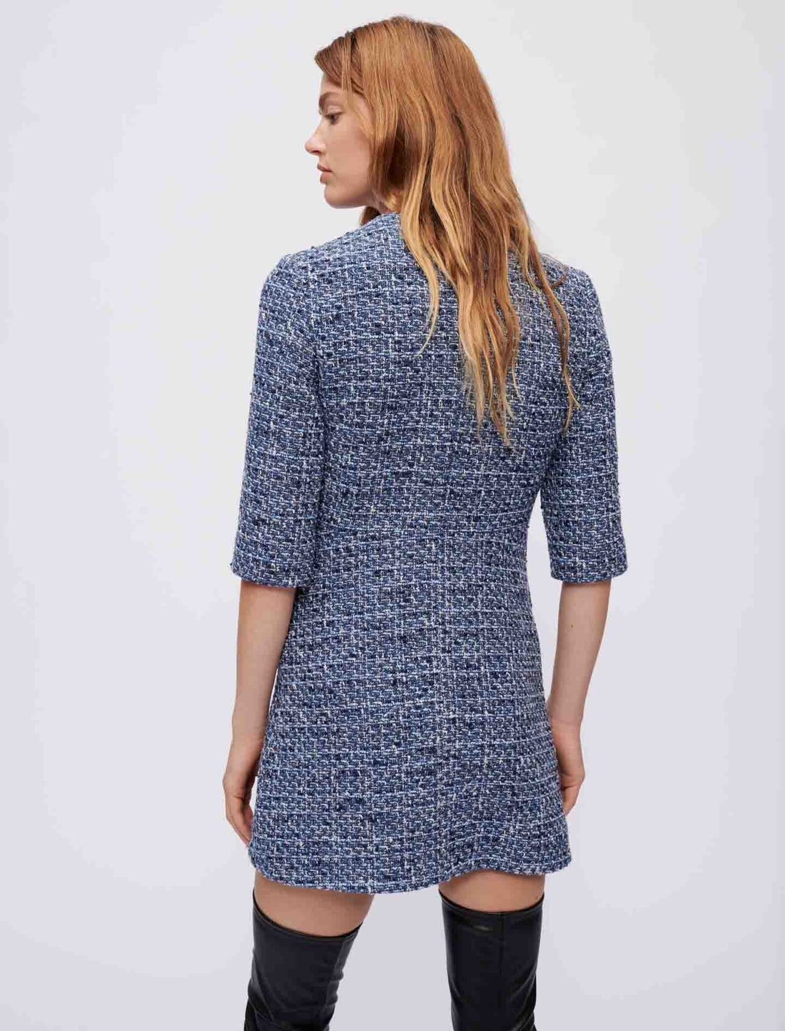 Vestido de tweed ajustado en la cintura