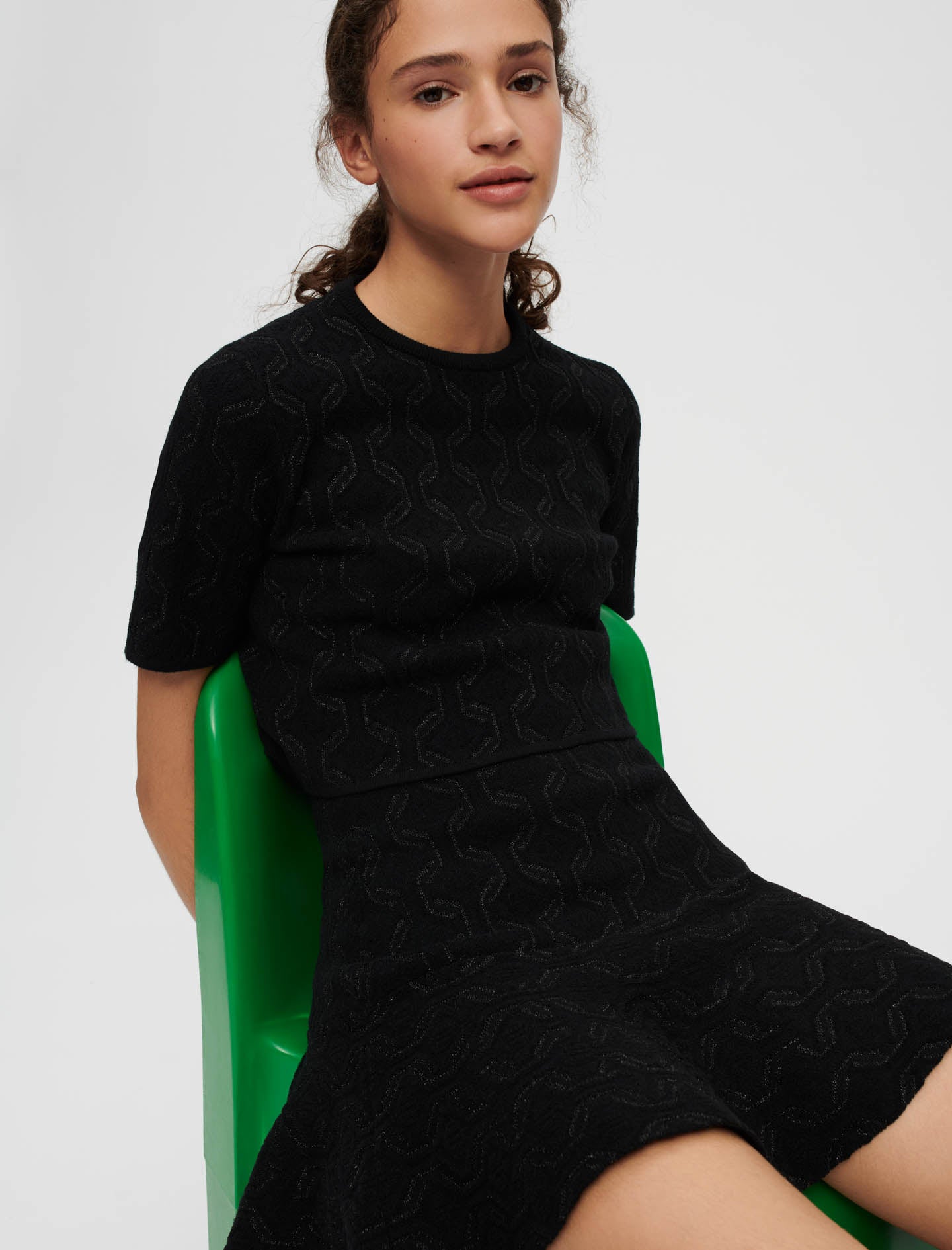Vestido trampantojo de punto jacquard