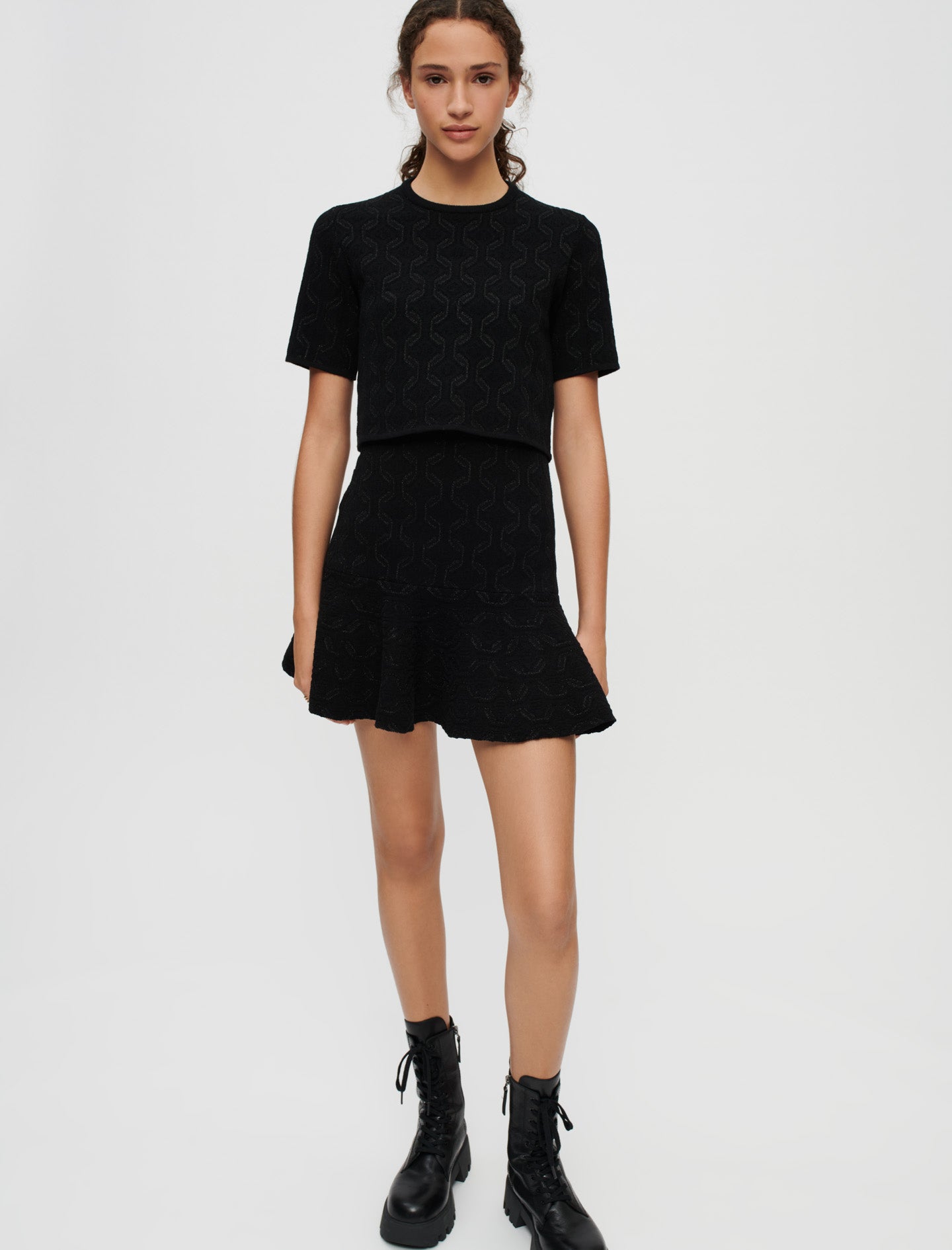 Vestido trampantojo de punto jacquard