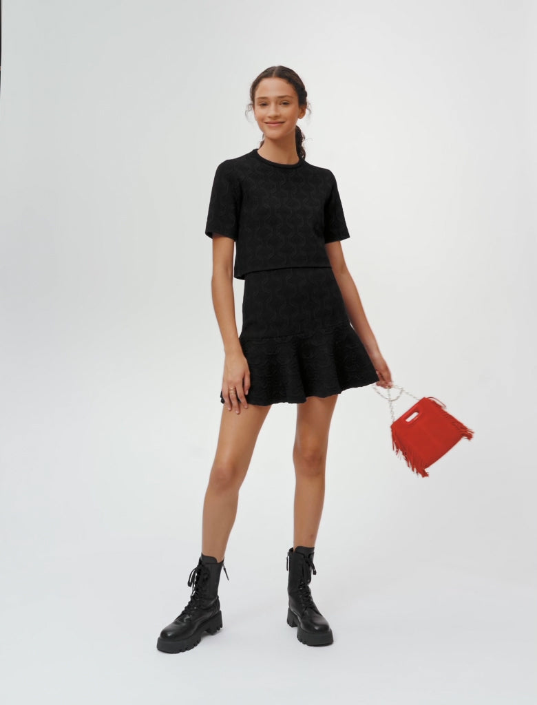 Vestido trampantojo de punto jacquard