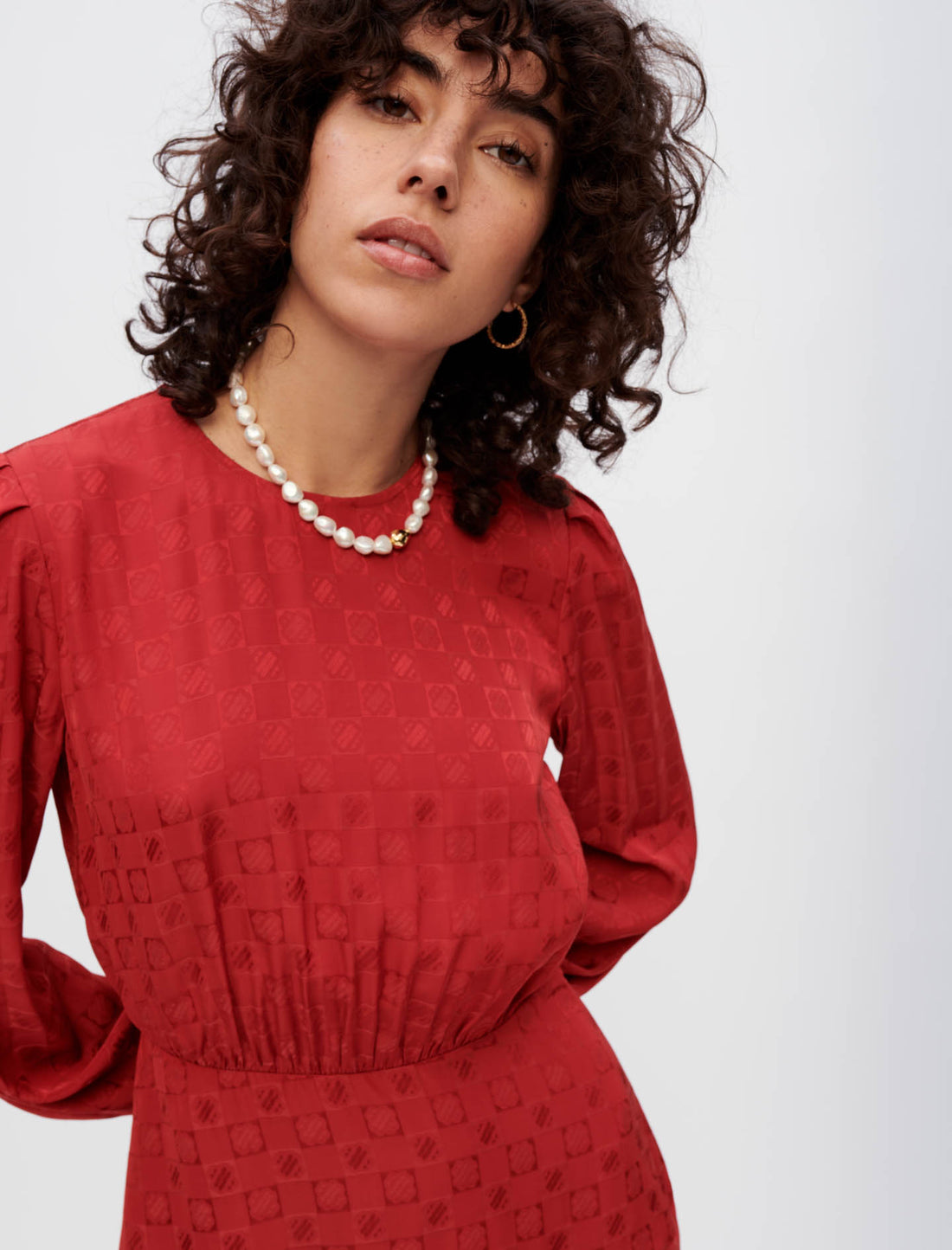 Vestido viscosa jacquard Clover Maje