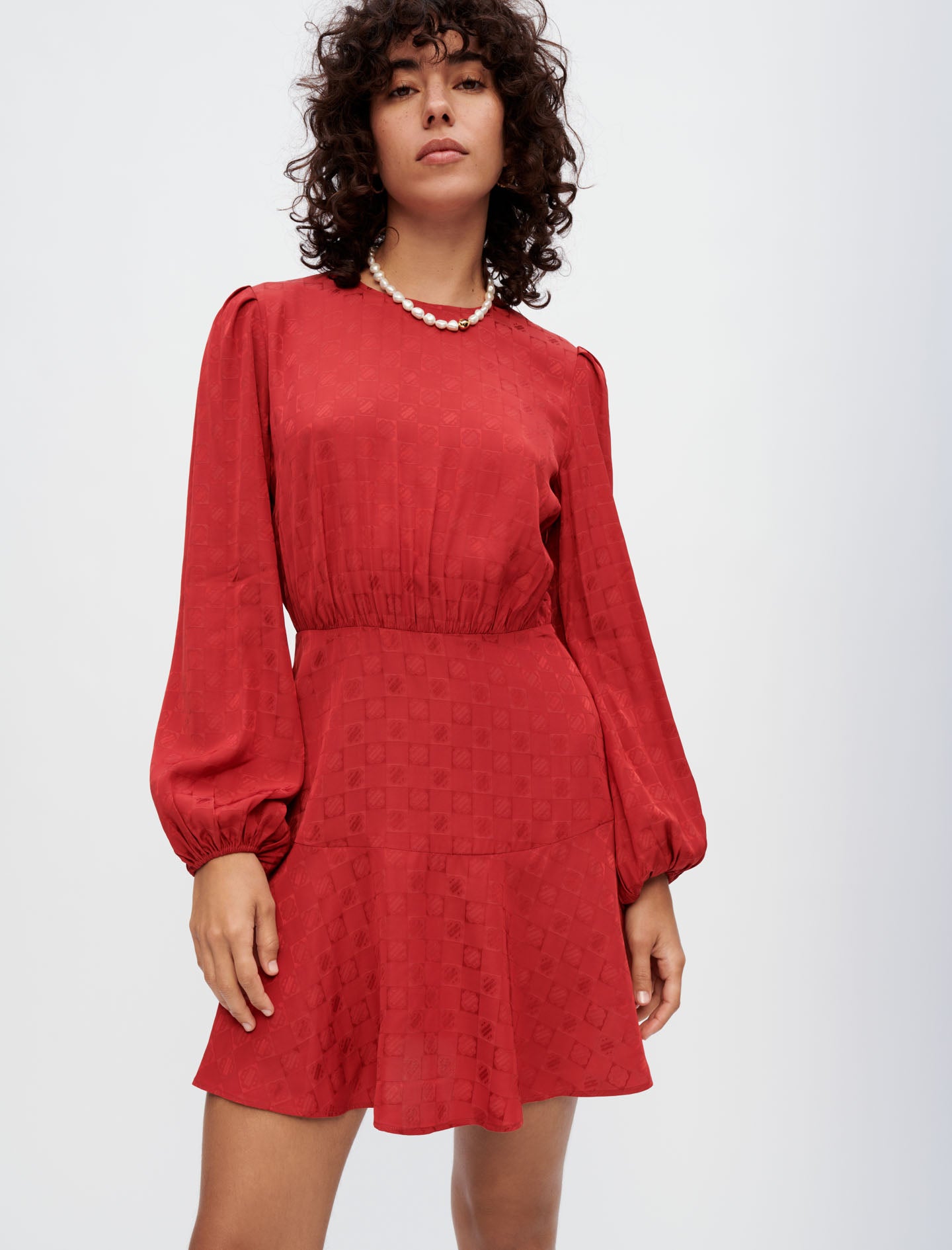 Vestido viscosa jacquard Clover Maje