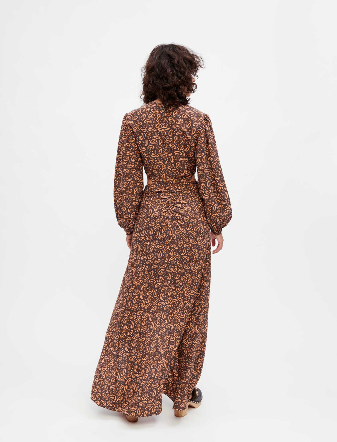 Vestido de viscosa y seda estampada