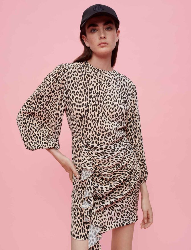 Vestido de viscosa estampado de leopardo