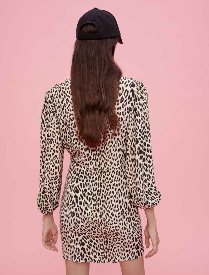 Vestido de viscosa estampado de leopardo