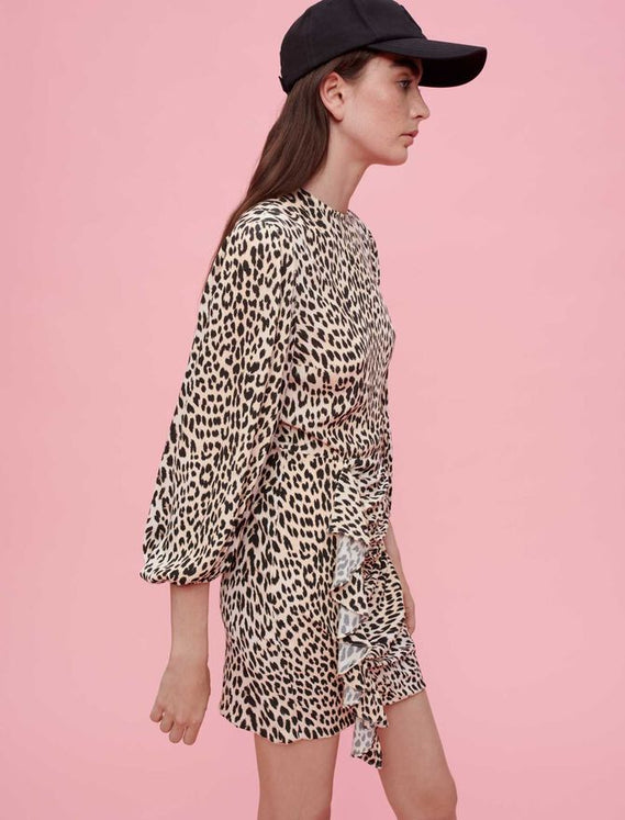 Vestido de viscosa estampado de leopardo