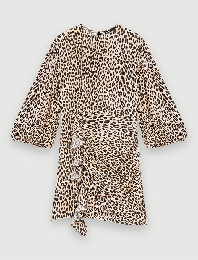 Vestido de viscosa estampado de leopardo