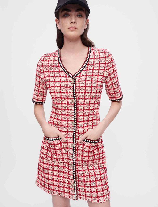 Vestido de punto estilo tweed de cuadros