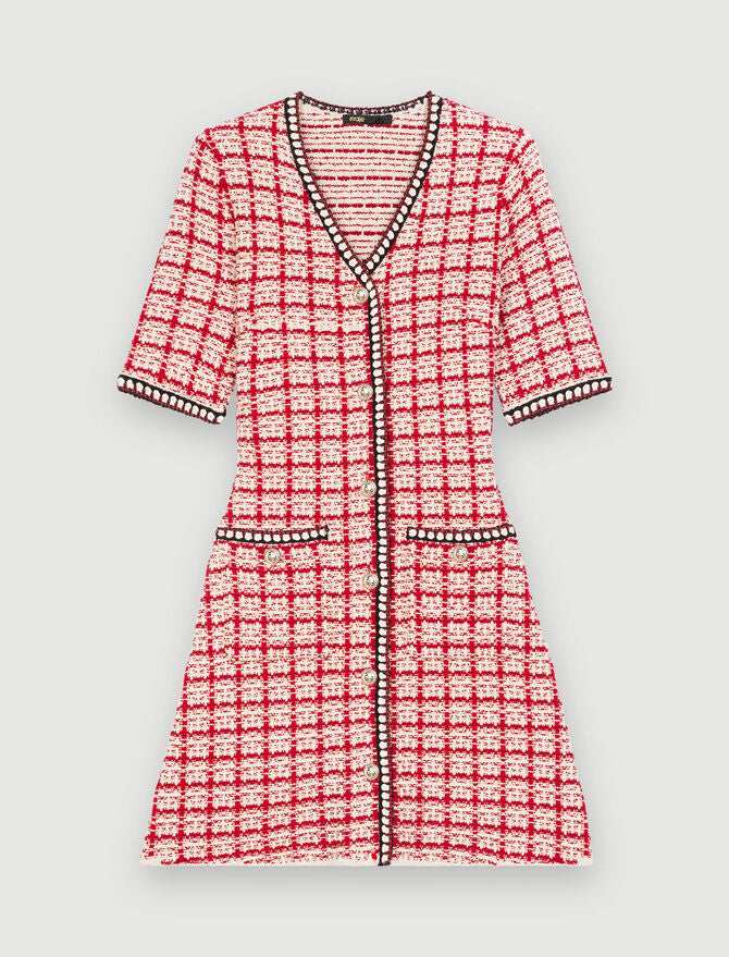 Vestido de punto estilo tweed de cuadros
