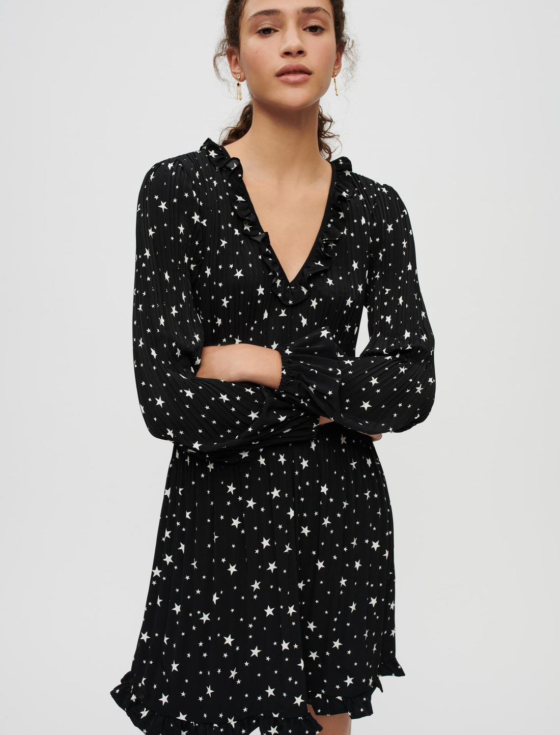 Vestido fluido plisado estampado