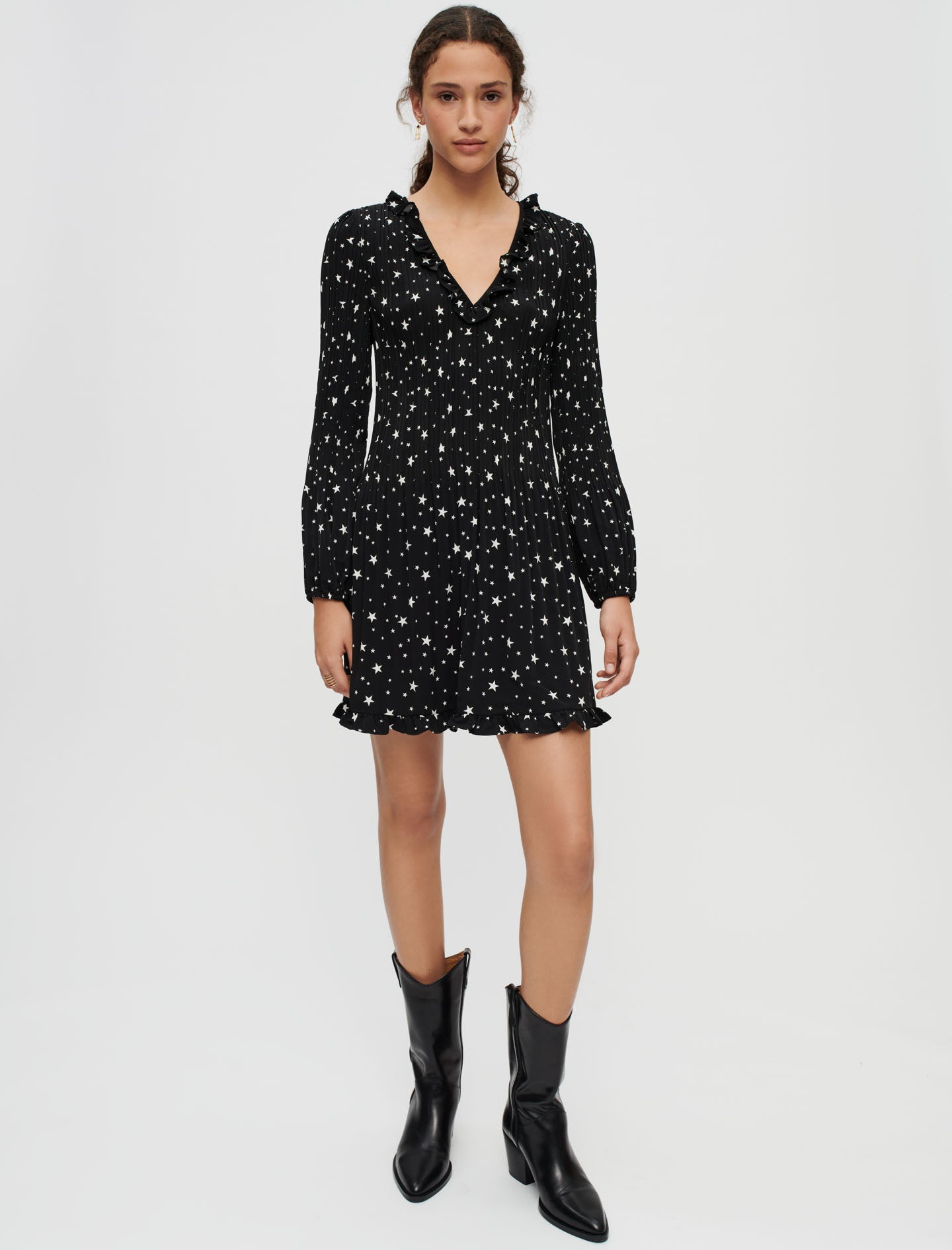 Vestido fluido plisado estampado